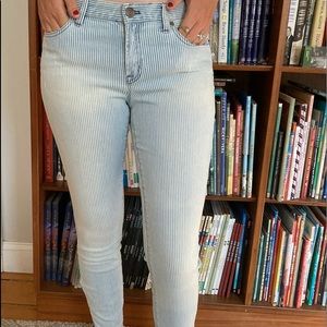 J. Crew Toothpick Jeans in Railroad Stripe